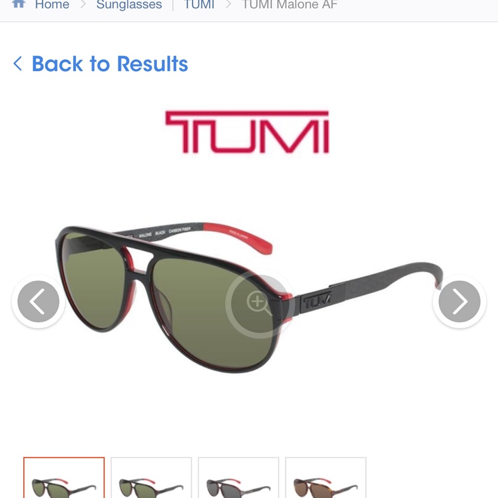 TUMI Black and Red Sunglasses
